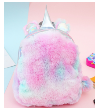 New child lovely laser unicorn shaped plush backpack for kids