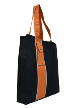 polyester tote bag with one small pocket