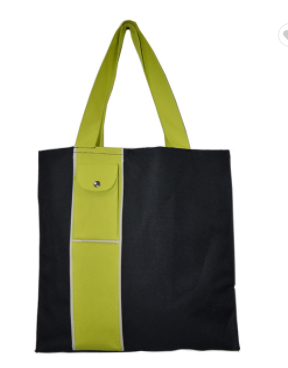 polyester tote bag with one small pocket