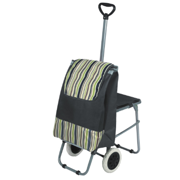 High quality fashionable polyester supermarket shopping food trolley bag folding grocery cart with a seat