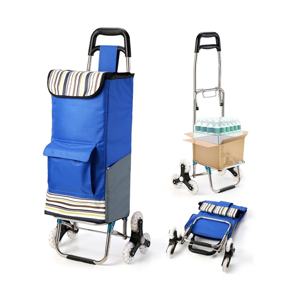 High quality fashionable 600D polyester grocery cart portable supermarket food shopping foldable trolley bag