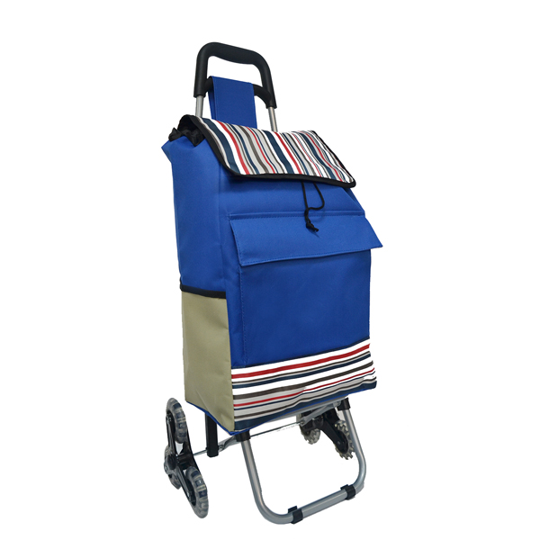 High quality fashionable 600D polyester grocery cart portable supermarket food shopping foldable trolley bag