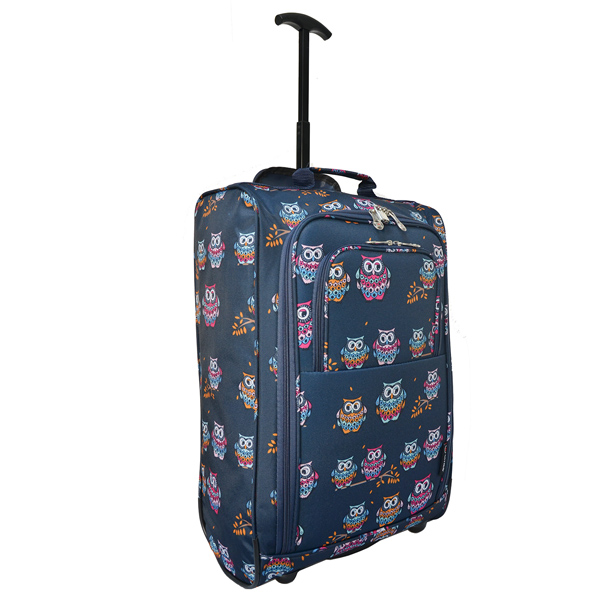 fashion polyester full printing travel trolley luggage bag with pocket