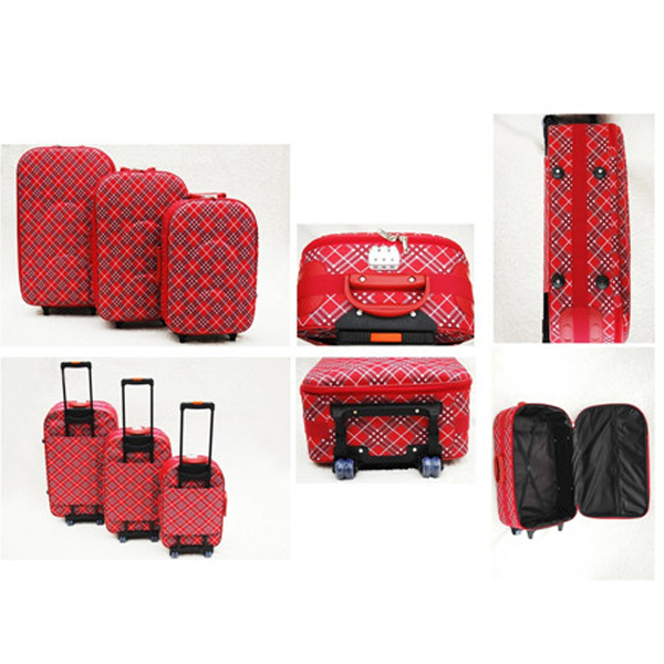 low moq fashion full printing woman girls 3 piece trolley luggage sets