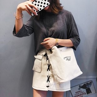 New Printed Crossbody Bag Letter Printed One Shoulder Fashion Bag Leisure Shopping Mother Canvas Recycled Bag