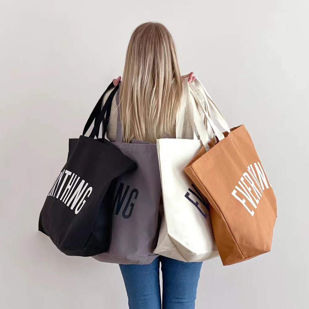 Wholesale handheld canvas bag printing logo with hand gift blank advertising canvas recycled bag promotion