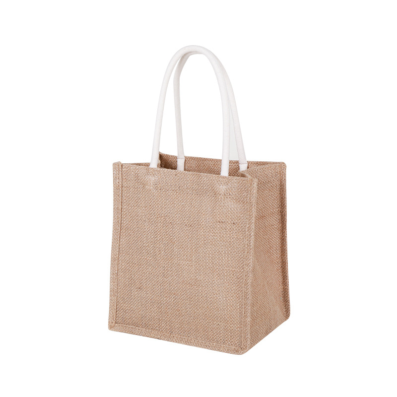 Stock available thickened linen bag wholesale handheld tote bag shopping jute handbag large retro recycled tote bag