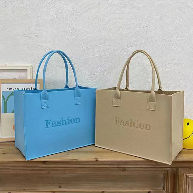 wholesale new felt tote bag simple fashion versatile shoulder large capacity shopping tote bag can print logo recycled bag