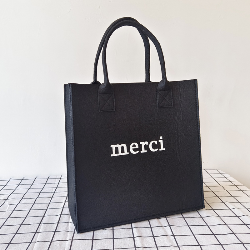 Wholesale Fashion Tote Felt Bag Casual Simple Large Capacity Shopping Bag Advertising Promotional Gift Recycled Bags