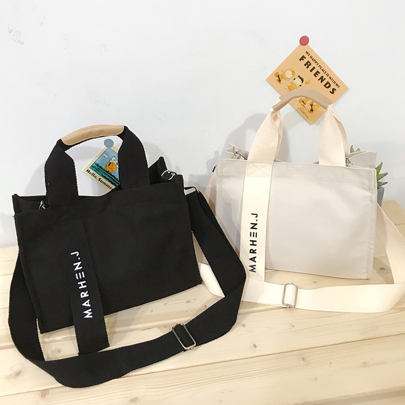 Wholesale private label recycled bag female Korean ins canvas bag new letters simple crossbody bag casual ride shoulder handbag