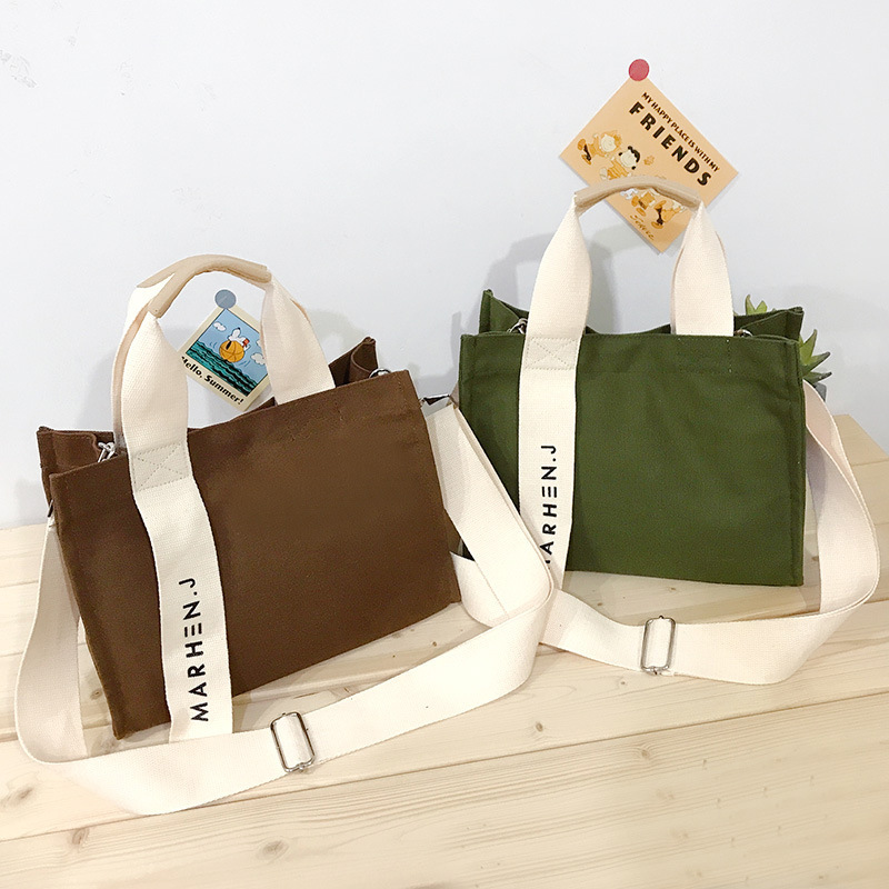 Wholesale private label recycled bag female Korean ins canvas bag new letters simple crossbody bag casual ride shoulder handbag