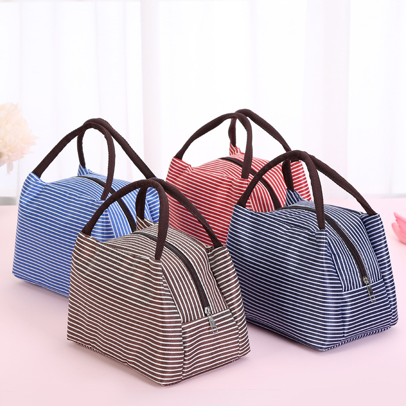 Wholesale new products striped insulation bag oxford cloth waterproof large picnic bag cooler bag