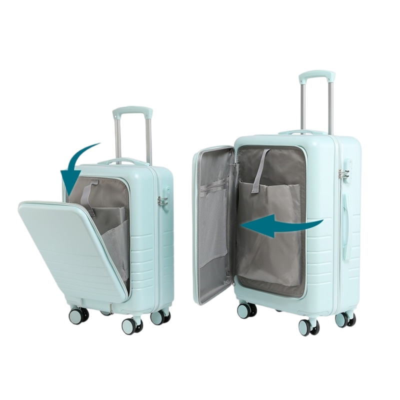 Large capacity luggage female front open lid trolley case 20 inch male boarding code luggage universal wheel travel suitcase