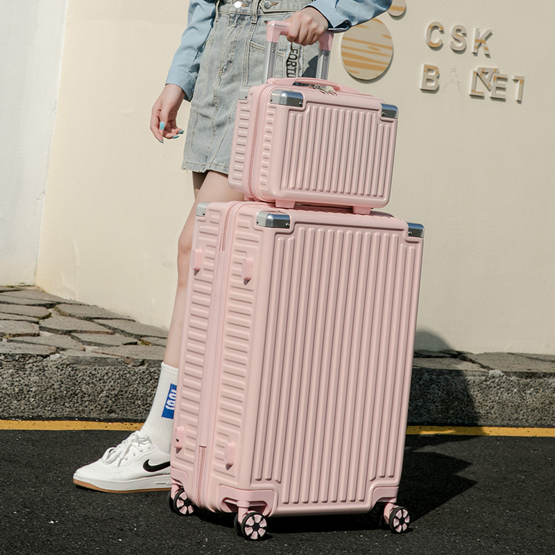 2023 new fashion trolley case female students luggage zip suitcase leather case 24 inch 26 travel luggage sets 3 piece